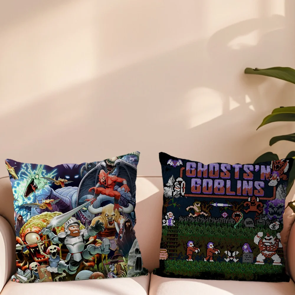 Goblins N'Ghosts Game كيس وسادة للأريكة بجانب السرير وطاولة غرفة النوم ومسند الظهر وسادة مكتب المعيشة المطبوعة مربعة متعددة #4