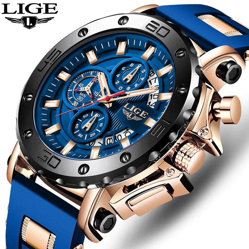 LIGE watches for men business 2026 NEW TOP quartz wristwatch luminous calendar chronograph fashion sports male watch reloj+BOX