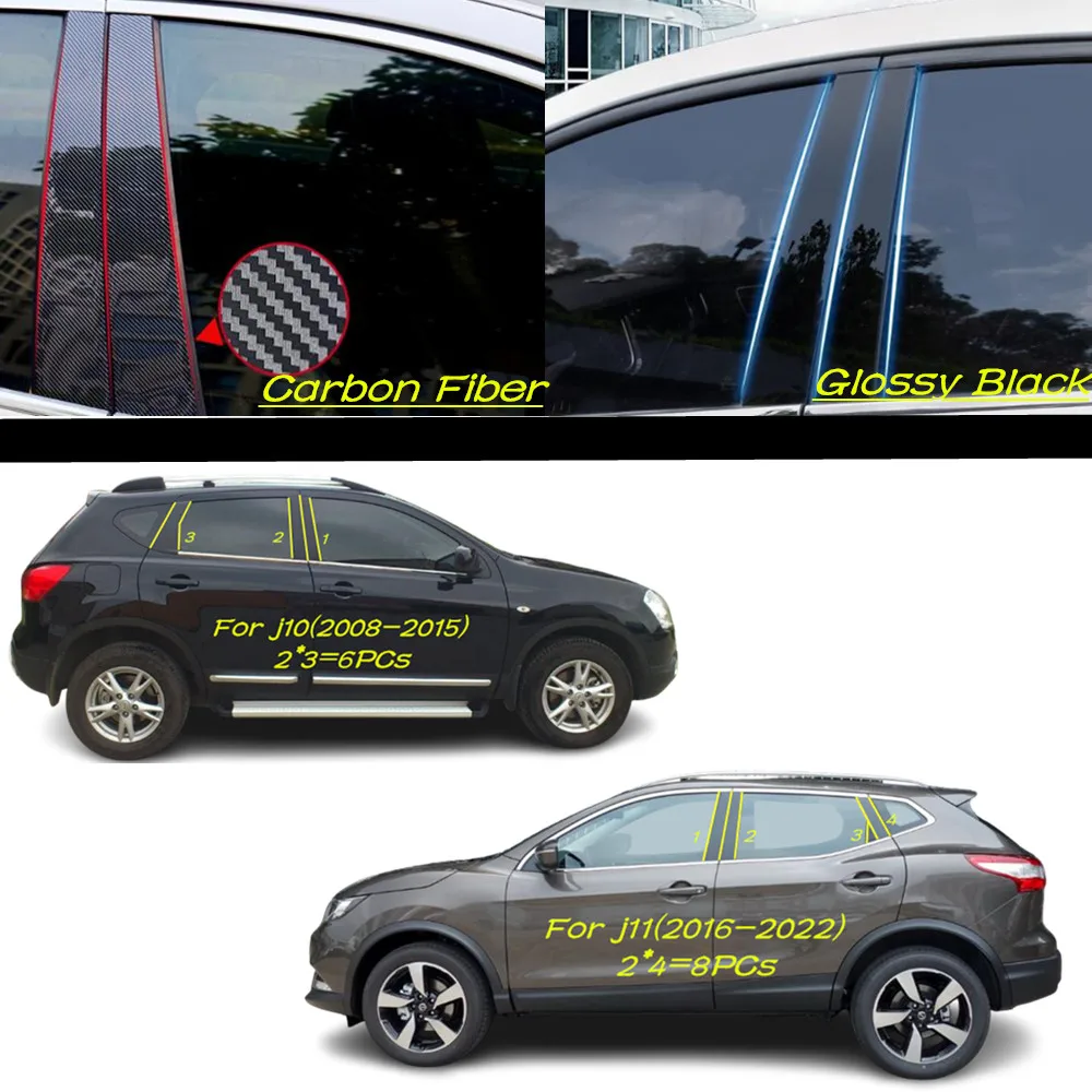

Car PC Material Pillar Post Cover Door Trim Window Molding Sticker Plate Accessories For Nissan Qashqai J10/J11 2008-2016-2022