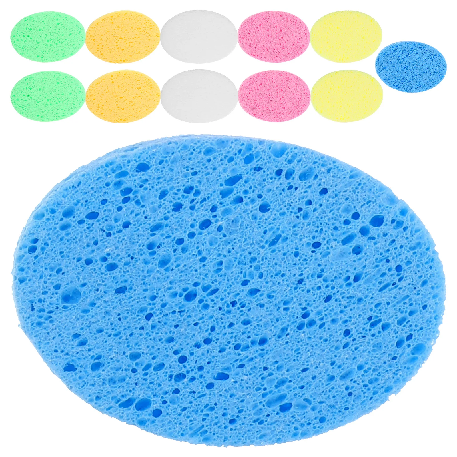 

12 Pcs Cleaning Sponge Round Makeup Exfoliating for Face Cleansing Wood Pulp Travel