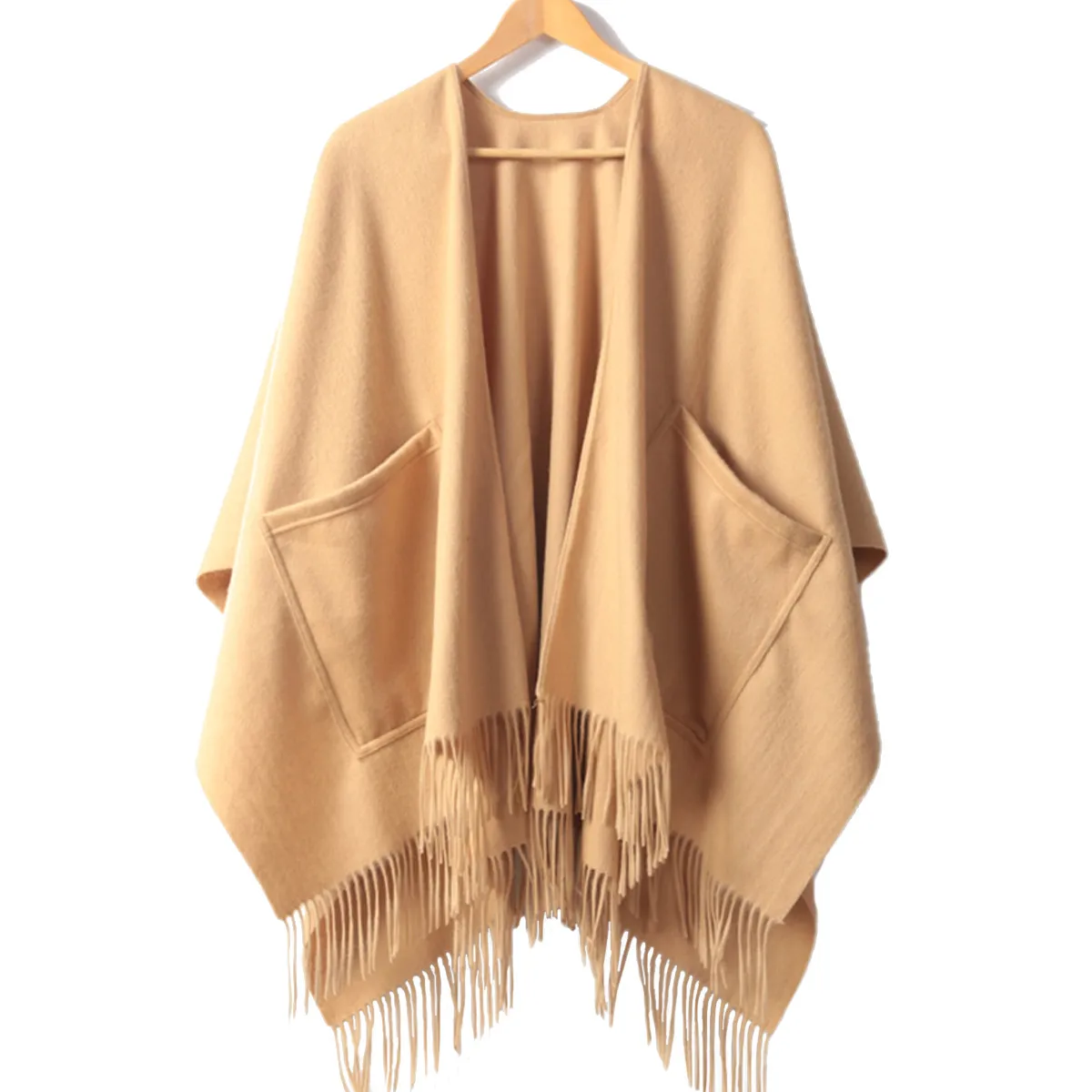 Poncho de lana a la moda para Mujer, Bufanda lisa, chal, Pashmina, Sjaal, invierno, 2022