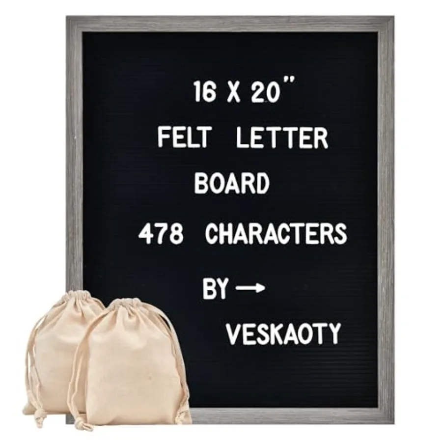 

Felt Letter Board with 478 Letters, Numbers and Symbols - 16 x 20 inch Large Changeable Message Board with Wooden Frame Wall Mo