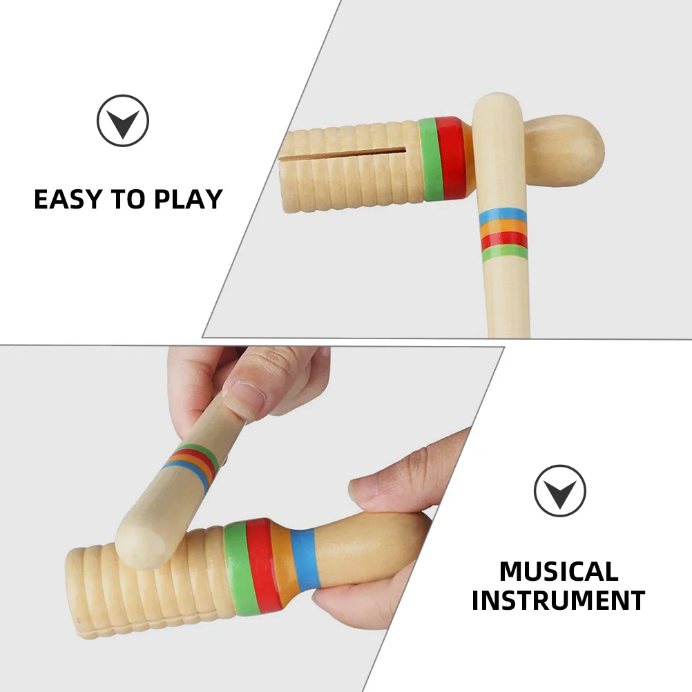 

2 Sets Wooden Robe Toys Instruments for Kids Fish Frog Beginner Guiro Musical Children Percussion Rhythm Sticks