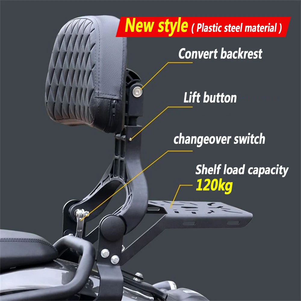 

New style Backrest For LIFAN K19 Pro Folding Backrest Modification Aluminum alloy foldable lumbar support With tailstock