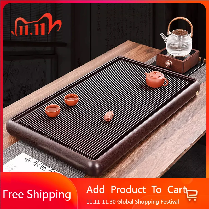

Wooden Plate Tea Tray Serving Decorative Accessories Valet Drainage Tea Tray Rectangle Long Living Room Bandejas Home Products