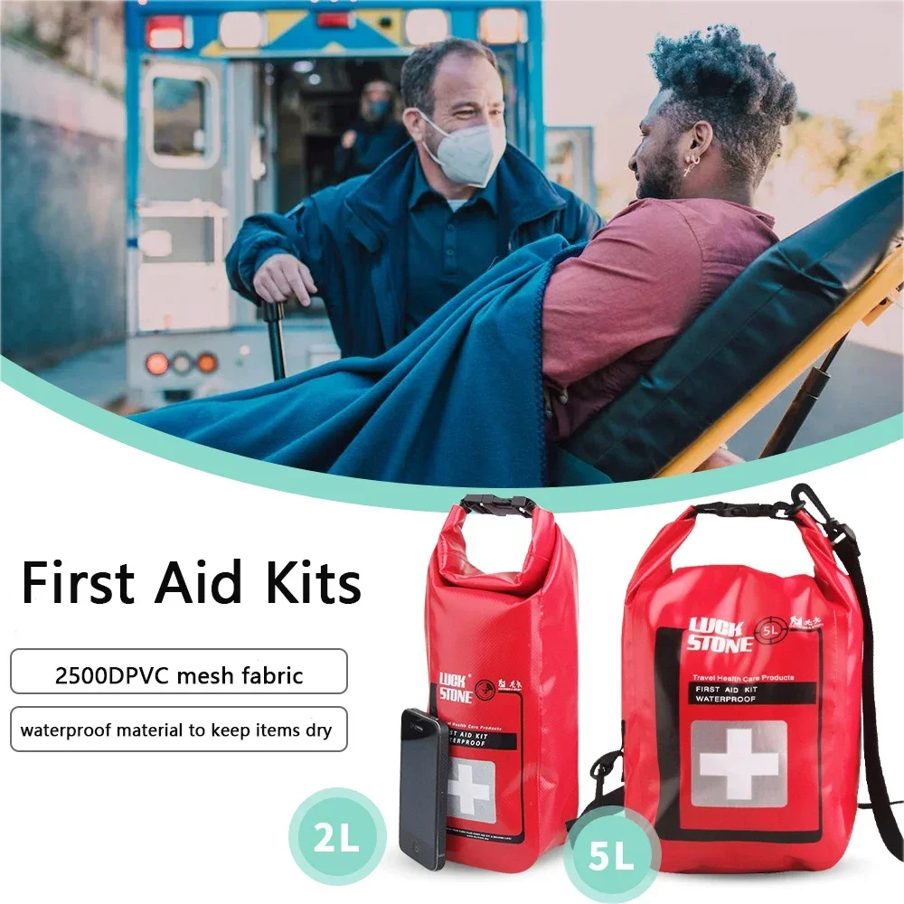 Portátil impermeável First Aid Bag, Outdoor Camp Kits de emergência, caso apenas para casa, carro, viagens, pesca, caminhadas, esportes, 2L, 5L