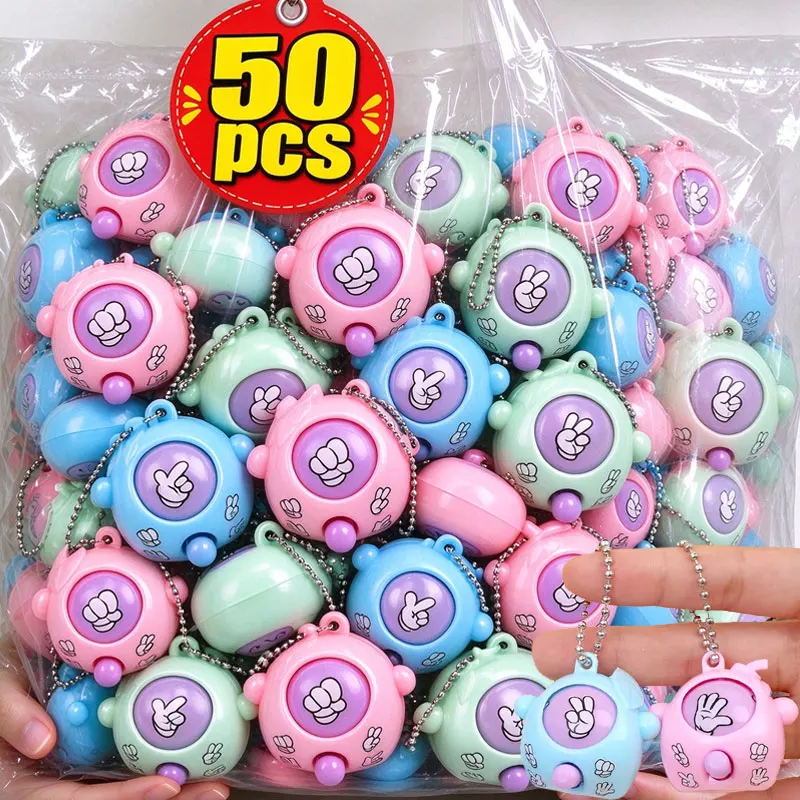 2-50pcs Mini Rock-paper-scissors Guessing Egg Game Creative Pendant Toys Key Ring for Kids Favors Birthday Party Gifts Keychain