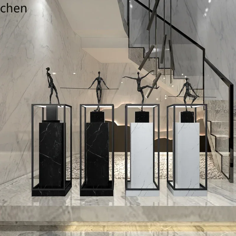 DSA Ornament Hotel Lobby Living Room Large Floor Sculpture Stone Pillar Marble Base Decoration