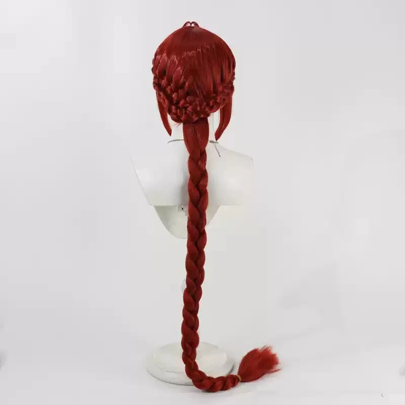Twisted Wonderland Riddle Rosehearts Cosplaypruik 120 cm lang rood gevlochten hittebestendig synthetisch haar