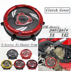 V4 Motorcycle Clutch Cover Modified Transparent Hood Engine Right Side Protection Guard For Ducati Panigale V4 V4s Speciale