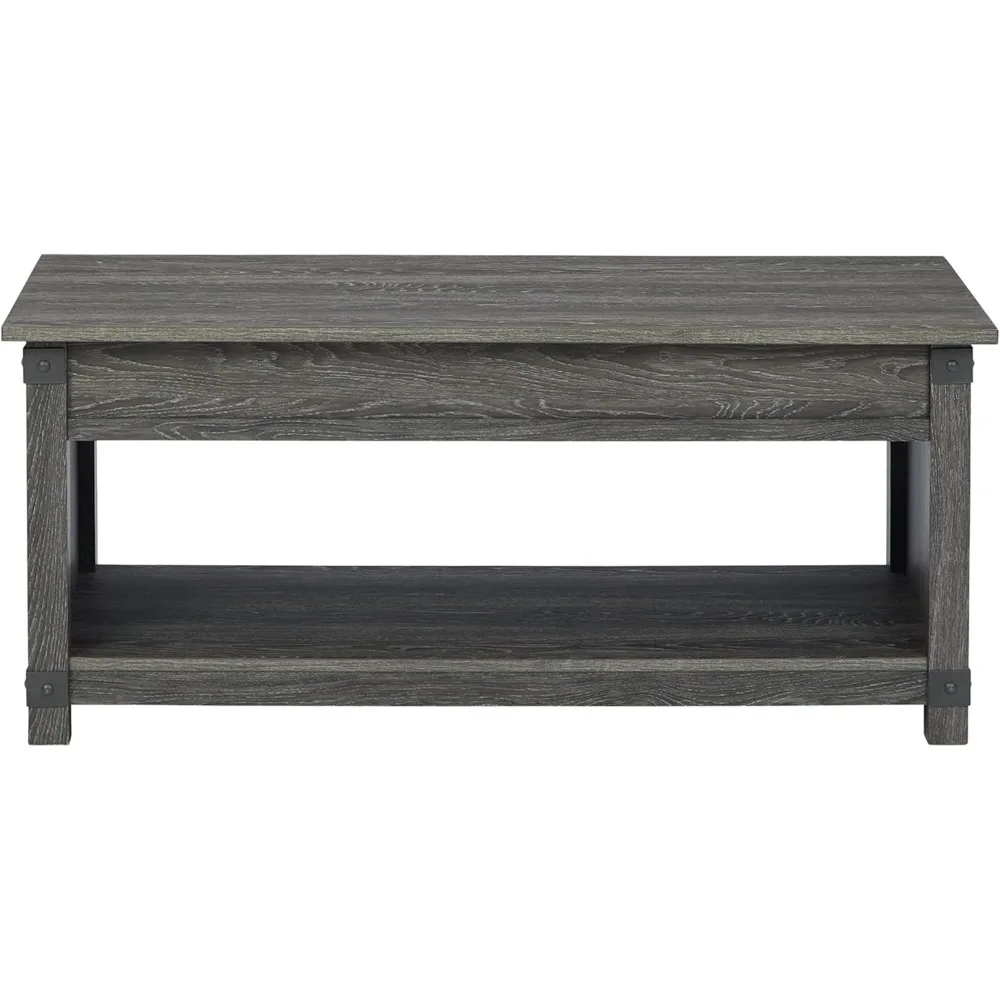 Mesa de centro com tampo elevatório Freedan Rustic Farmhouse, cinza