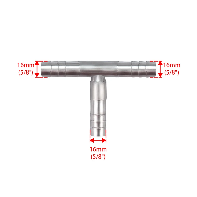 #6 #8 #10 #12 Aluminum 3 Way Fitting Tee A/C Hose Barb Splice Pipe Fittings 3/8 1/2 5/8 3/4