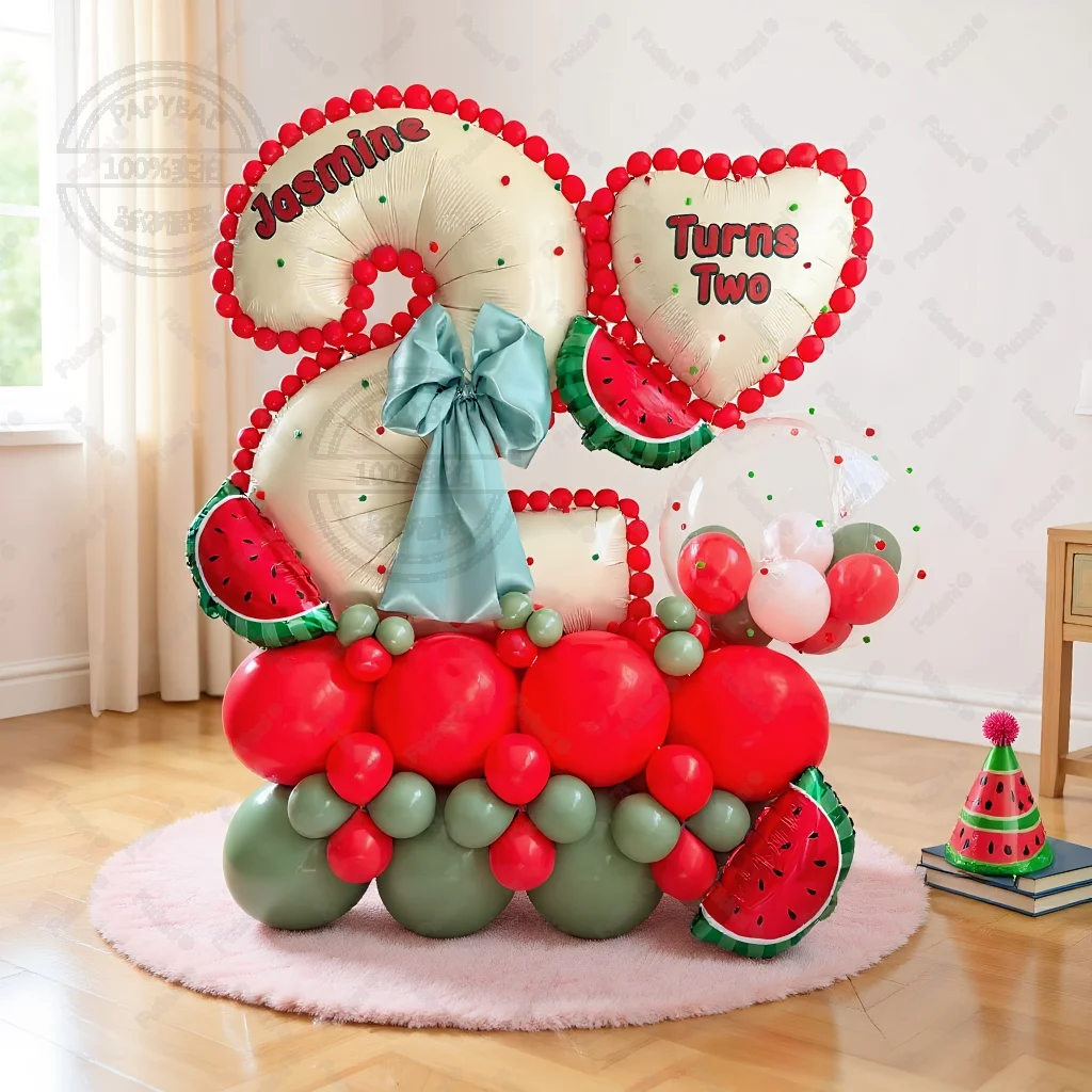 62 قطعة من فيلم البطيخ الصيفي 40 بوصة كريمي أبيض من الألومنيوم مجموعة رقمية لتزيين حفلات أعياد الميلاد مستلزمات هدايا استحمام الطفل #1