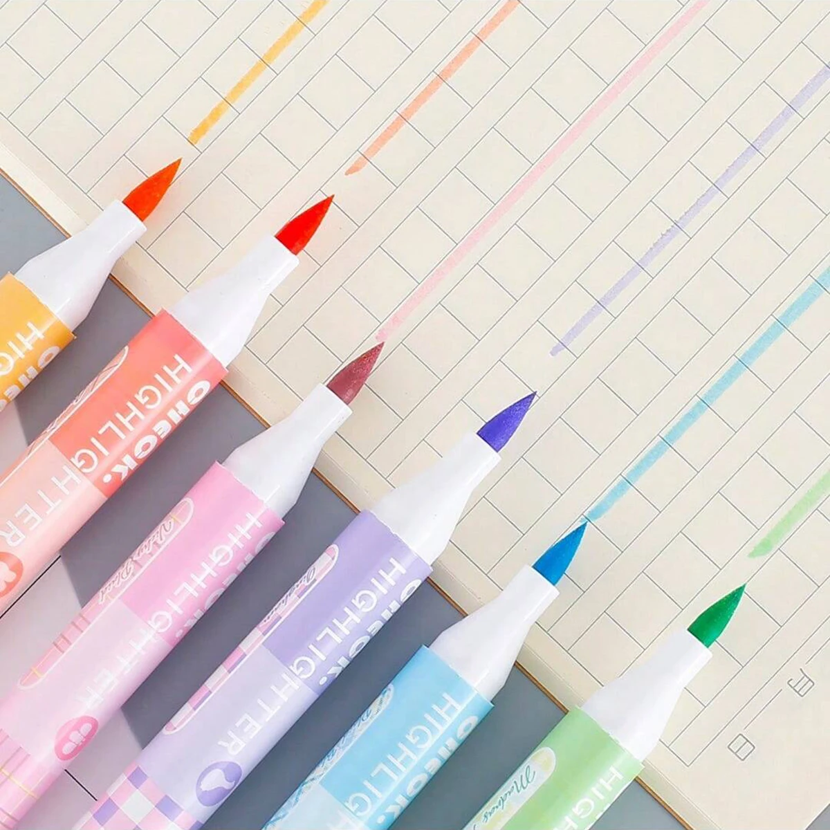 6 Colors/Set Soft Brush Fluorescence Pen Set Pastel Markers Brush Set Art Color Highlighter Calligraphy pens Stationery