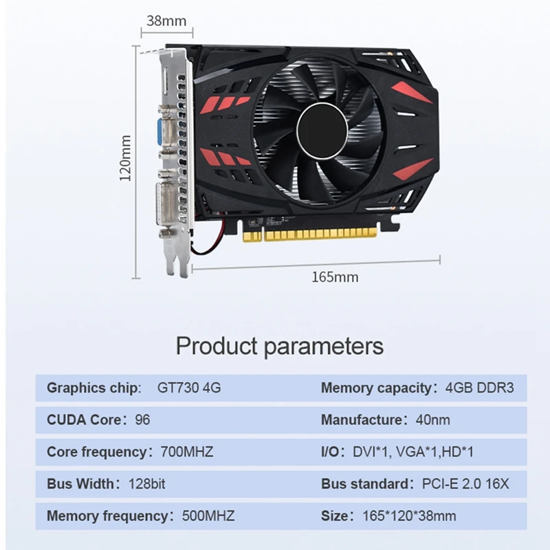 Imagem -05 - Placa Gráfica Gt730 4gb Ddr3 Placa de Vídeo Compatível Pci-e 2.0 16x Dvi Vga 700mhz 40nm pc