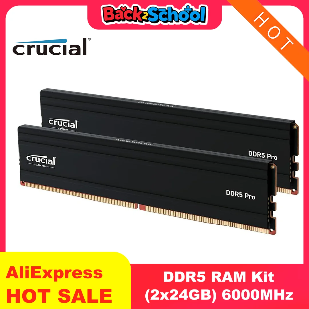 

Комплект оперативной памяти Crucial Pro DDR5, 48 ГБ (2x24 ГБ), 6000 МГц, настольная память UDIMM, 288-контактный, совместимый с Intel Core 13-го поколения и AMD Ryzen