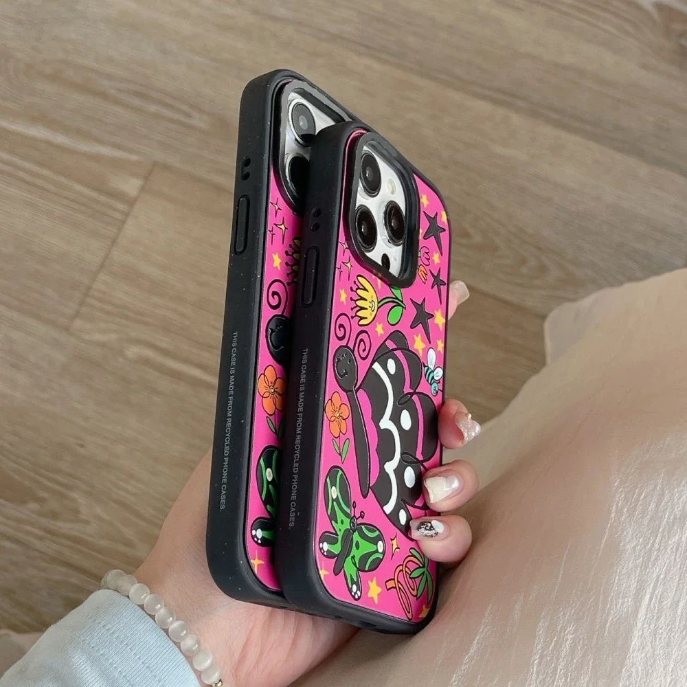 Creative Cute Butterfly Black Frosted Phone Case Cover for IPhone 13 14 15 Pro Max Case