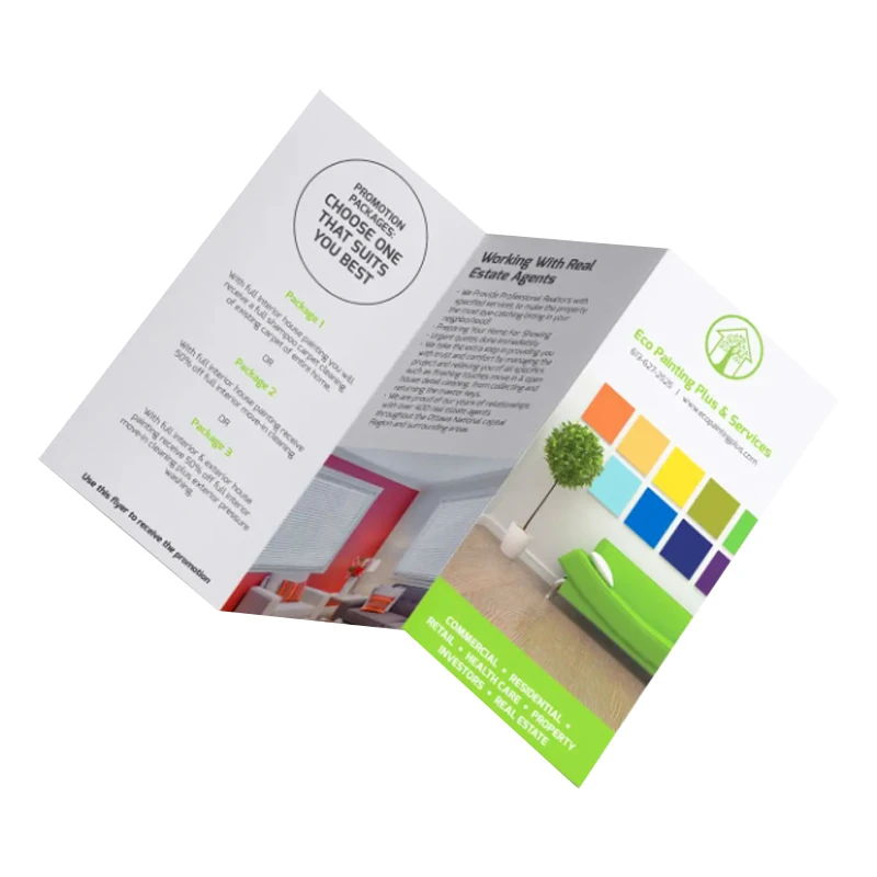 50 0.Zhang.Custom.Custom Company Promotion Double Sides Colorful Folded Tri-Fold 9 x 12 brochures Printing