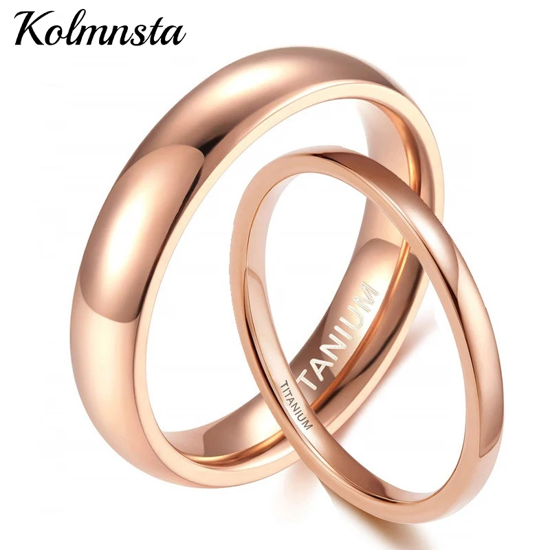 Kolmnsta 2mm 4mm Thin Ring for Women Titanium Rose Gold Polished Classic for Male Female Wedding Engagement Band Couple