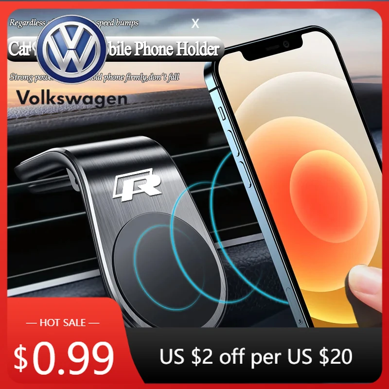 Подстаканники Магнитный автомобильный держатель для телефона Металлическая подставка Аксессуары для Volkswagen R GTI CC GTD Passat Transporter Golf Polo Tiguan T5
