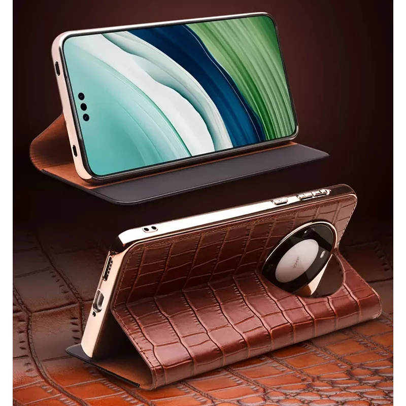 Smart Case für Huawei Mate 60 Pro Carcasa Echtes Leder Telefon Abdeckung Mate 60rs Funda Haut Mate 60 Pro Magnetische Tasche Capa