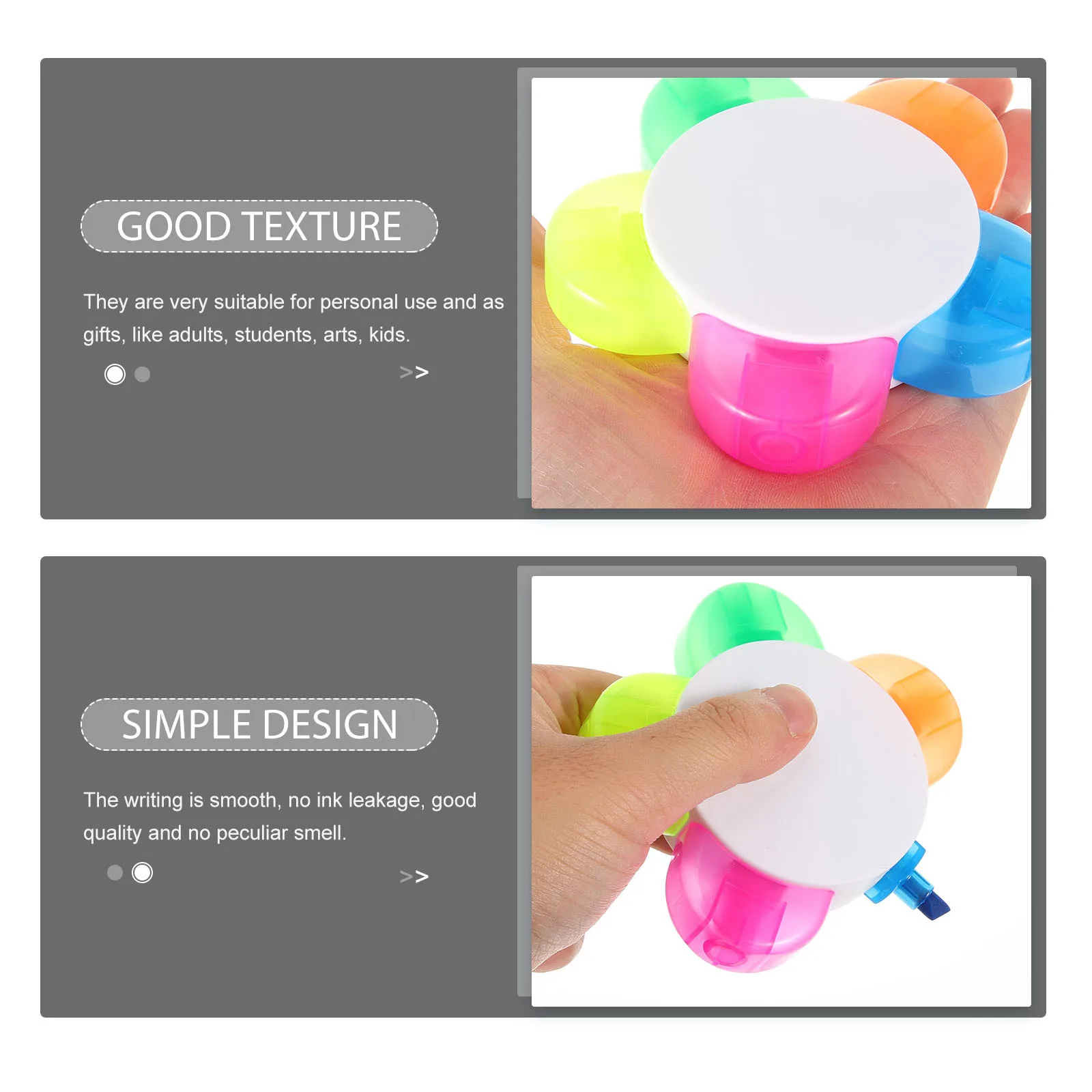 

2Pcs Fluorescent Pen Paint Brush Set Half Petal Shape Highlighter Pens for Smooth Writing No Ink Leakage Bright Colors Kids