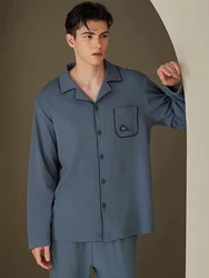 Pajamas Men's Long-Sleeved Spring and Autumn Men's Thin Youth Loose Home Clothes Two-Piece Suit