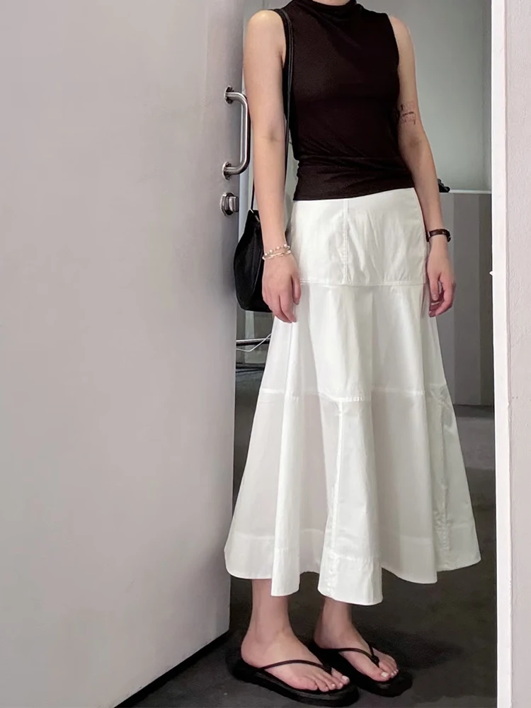 

Юбка трапециевидной формы с высокой талией, женская лоскутная длинная юбка-зонтик для косплея, повседневная хлопковая свободная посадка, повседневная одежда