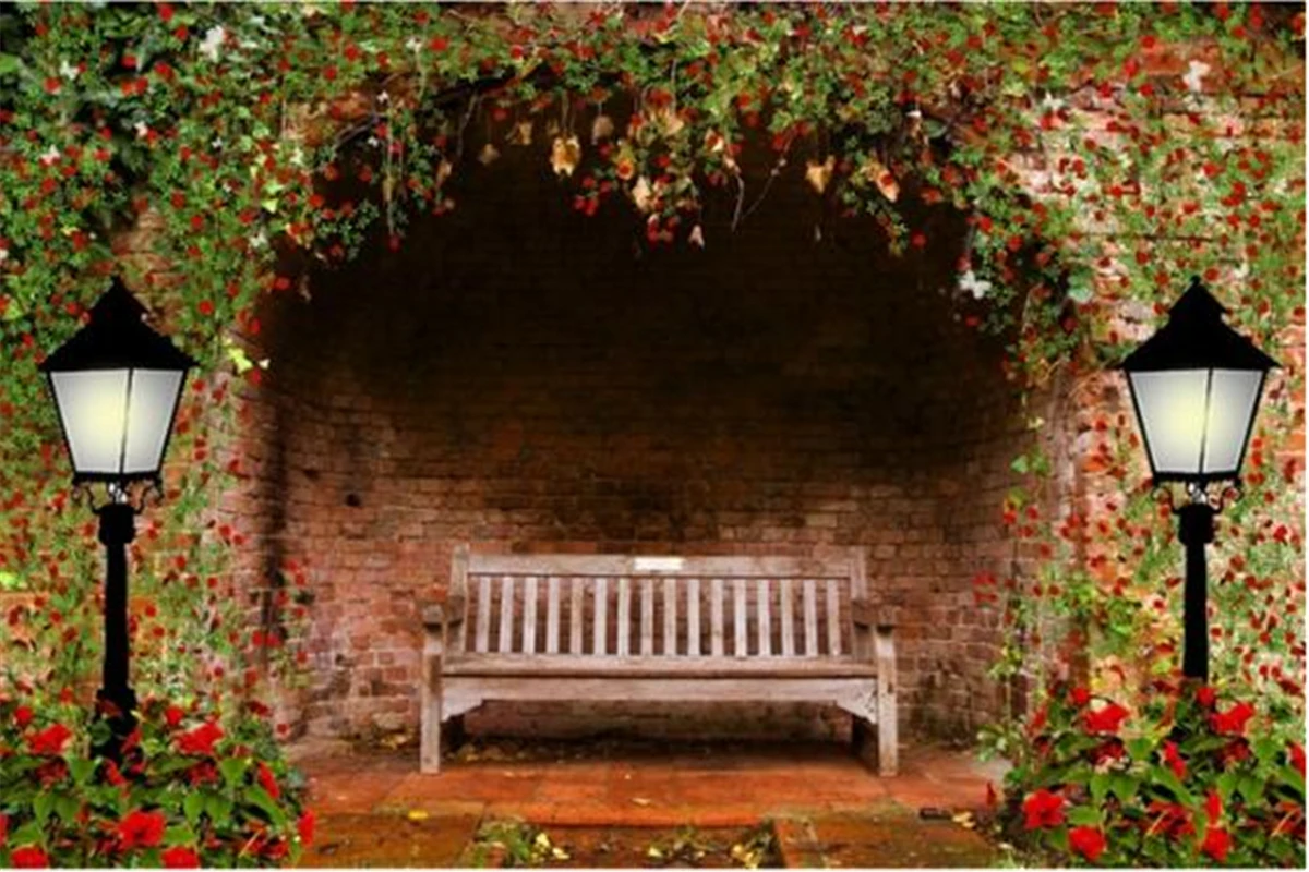 Flowers House Vine Trees Natural Street Backdrops Birthday Baby Family Portrait Autumn Backgrounds Photographic Studio Banner