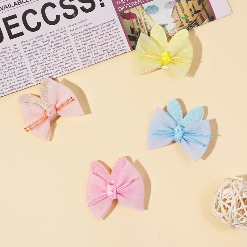 Adorável Bow Hairpins para crianças, cor sólida, clipe de arcos, doce, macio, princesa, meninas presilhas, acessórios para cabelo, presente