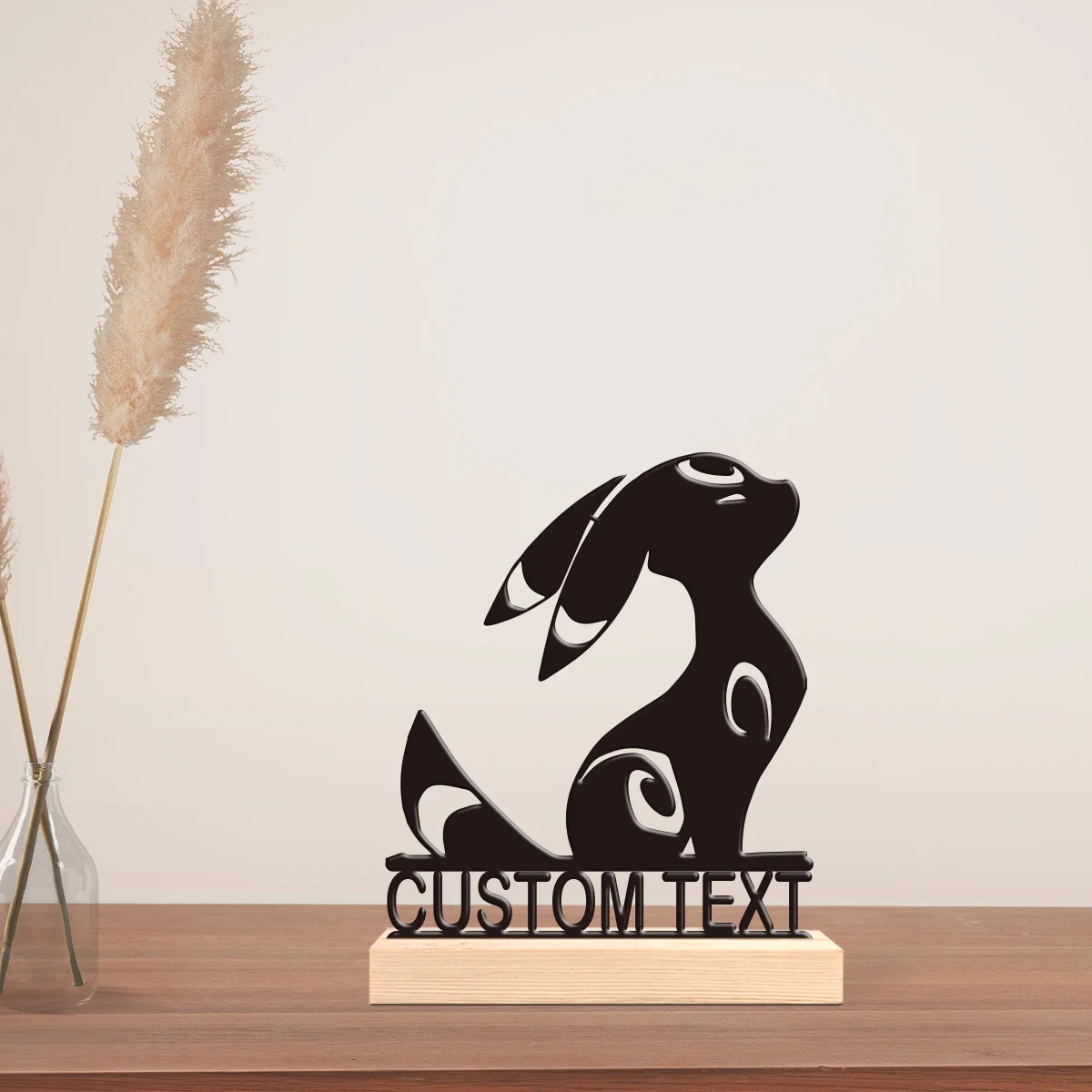 1pc Customizable Wrought Iron Desktop Decoration Custom Name With Wooden Base New Home Gift for Friends,Decorative Ornaments