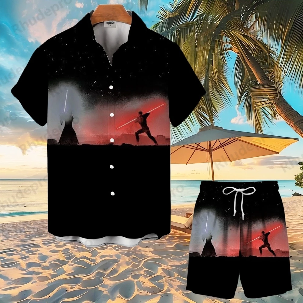 

2025 Galactic Empire Shirt Set Summer Button Up Men Women Hawaiian Shirt Land Vacation Shirt Trip Short Sleeve Shorts
