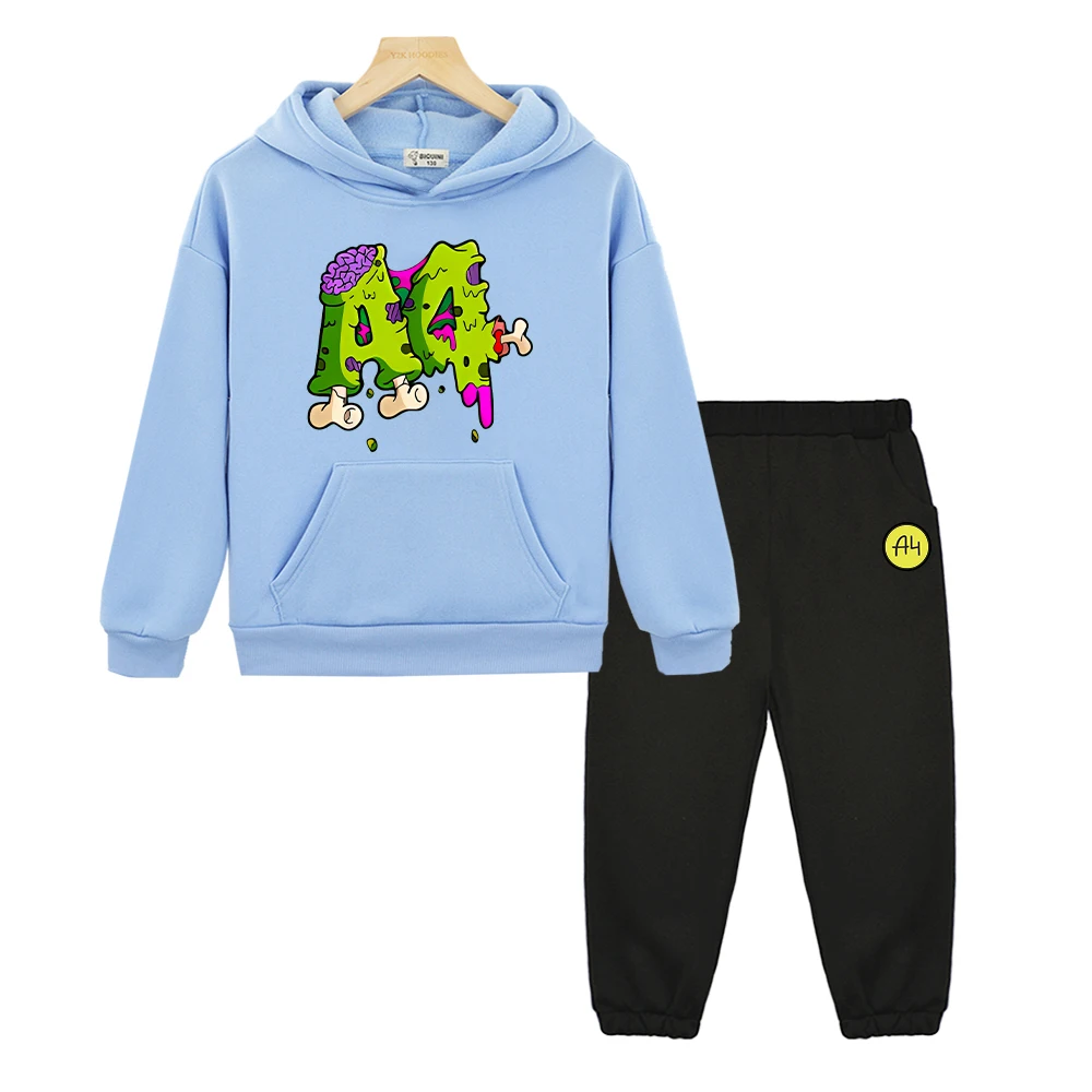 

Merch A4 Lamb boy girl Sports Hooded Sets anime hoodie Fleece sweatshirt jacket donut A4 2pcs pullover+Pant kids boutique clothe