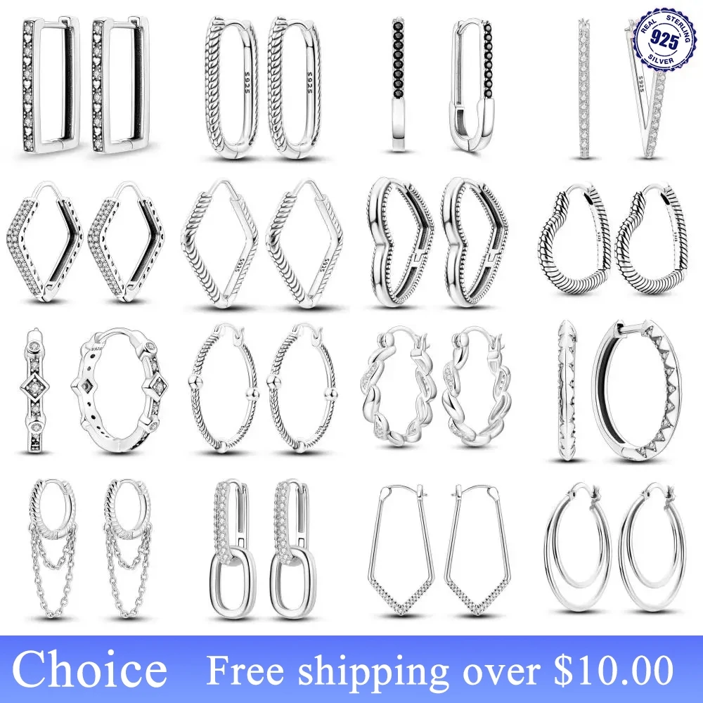 New Simple Style Sterling Silver 925 High Quality Heart Women Hoop Earrings Fit Original Earrings Fine Jewelry Birthday Gifts