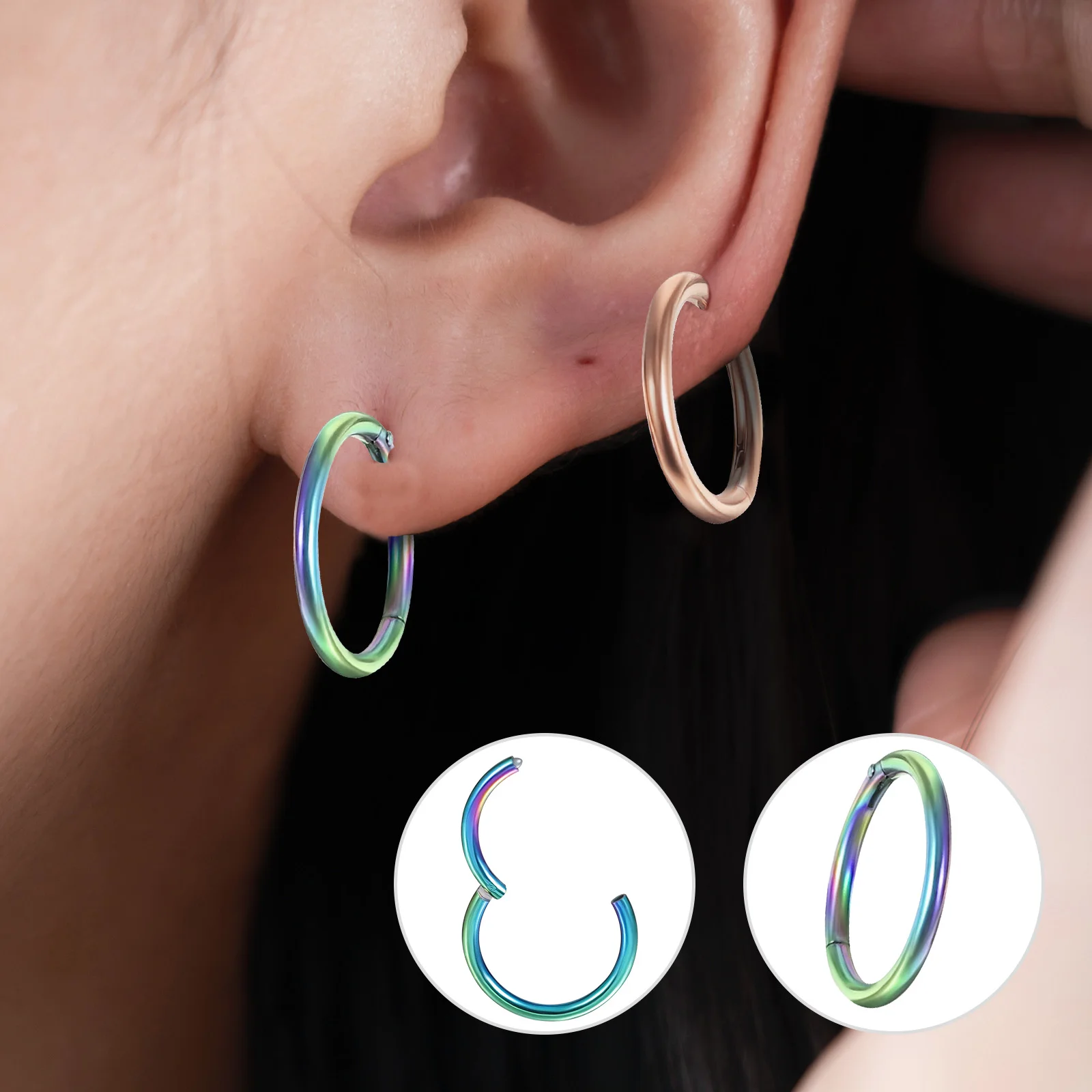 

10pcs Nose Rings Piercing Hoop Jewelry for Women Stainless Steel Decorative Hoops Cartilage Ear Conch Body Piercing