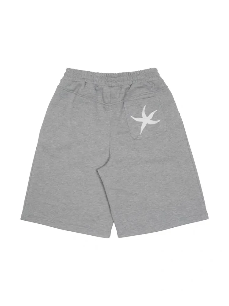 Summer 2025 the Coldest Moment Sea Star Patch Embroidered Five-Quarter Casual Sports orts Straight Leg Elastic Waist Cotton