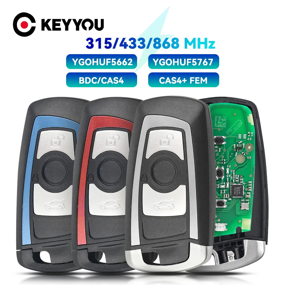 

KEYYOU 315/433/868Mhz BDC/CAS4/CAS4+ Smart Remote Key Keytless Entry For BMW 5 7 F Series X5 X6 F20 F21 YGOHUF5662/YGOHUF5767