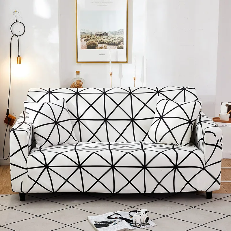 

Mecerock Geometric Printing Elastic Slipcovers White Sofa Covers For Living Room Corner Couch Cover Sectional Sofa Cover