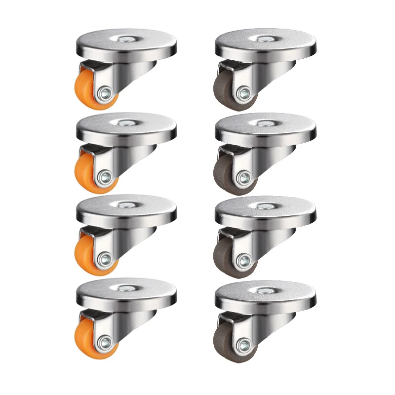4Pcs Mini Furniture Caster Set Low Profile 0.5-Inch Self-Adhesive Swivel Wheels for Small Appliances Toy Carts Storage Boxes