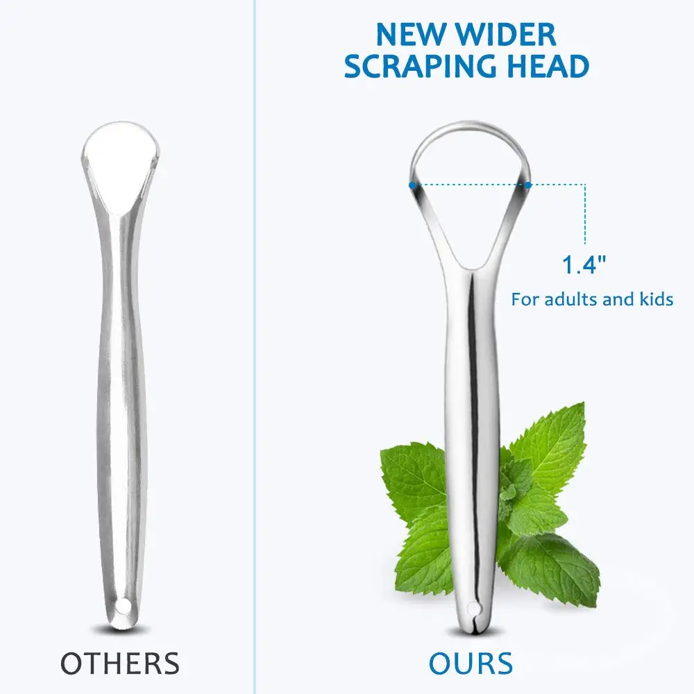 2pcs Tongue Scraper,  Stainless Steel Tongue Cleaner Professional Reduce Bad Breath Metal Tongue Scrapers, Improve Oral Hygiene