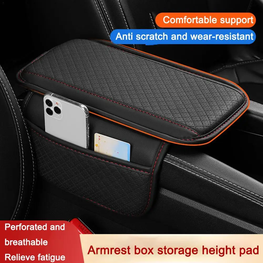 Car Armrest Box Cushion Thicken Arm Support Anti Scratch Center Console Protector Cover Phone Storage Pocket Car Accessories