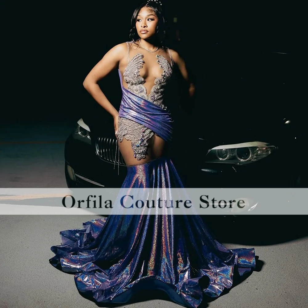 Prom Dresses Black Girls 2026 Long Mermaid Purple Sequined Sparkly Evening Gowns Gala Gown Customized