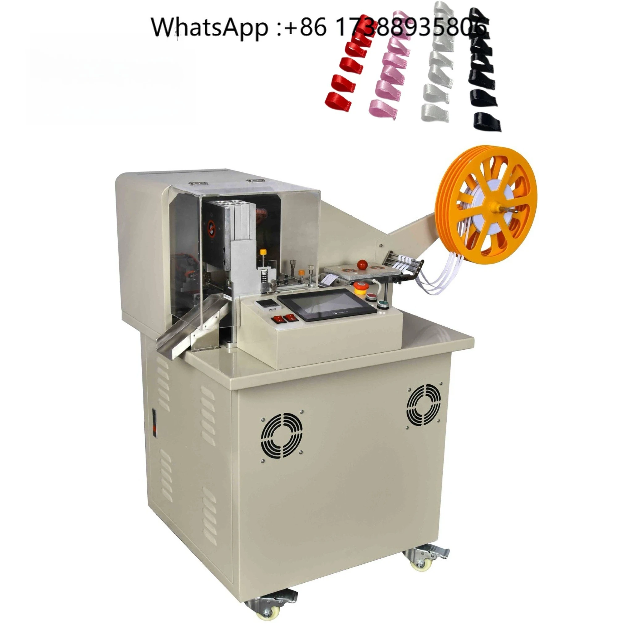 High-efficiency Fully Automatic Garment Fabric Webbing Tape Hot Cutting Folding Machine Ribbon Label Cutting Machine GRW-100D