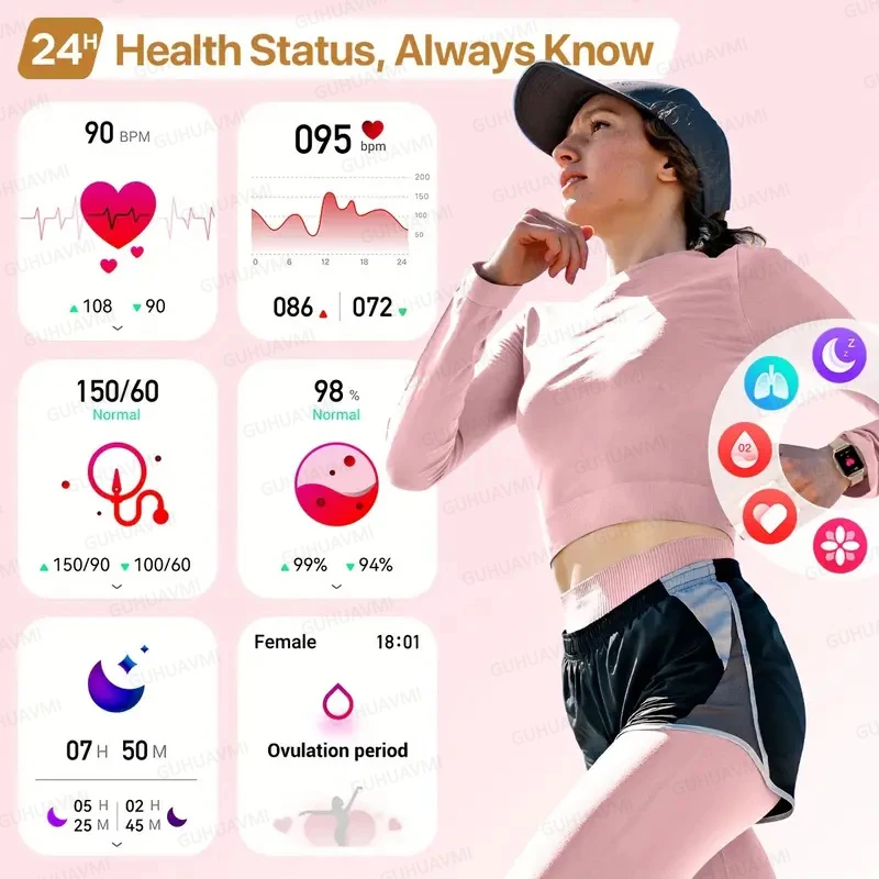 Imagem -04 - Relógio Inteligente Impermeável para Mulheres Chamada Bluetooth Freqüência Cardíaca Oxigênio no Sangue Movimento Huawei Xiaomi 1.59 hd Novo 2024