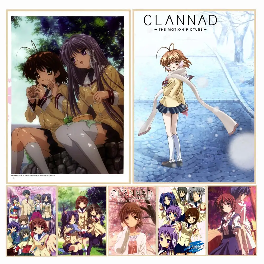 anime C-Clannad-D Painting Calligraphy Boho Botanical Decor for Living Room Elegant Home Style