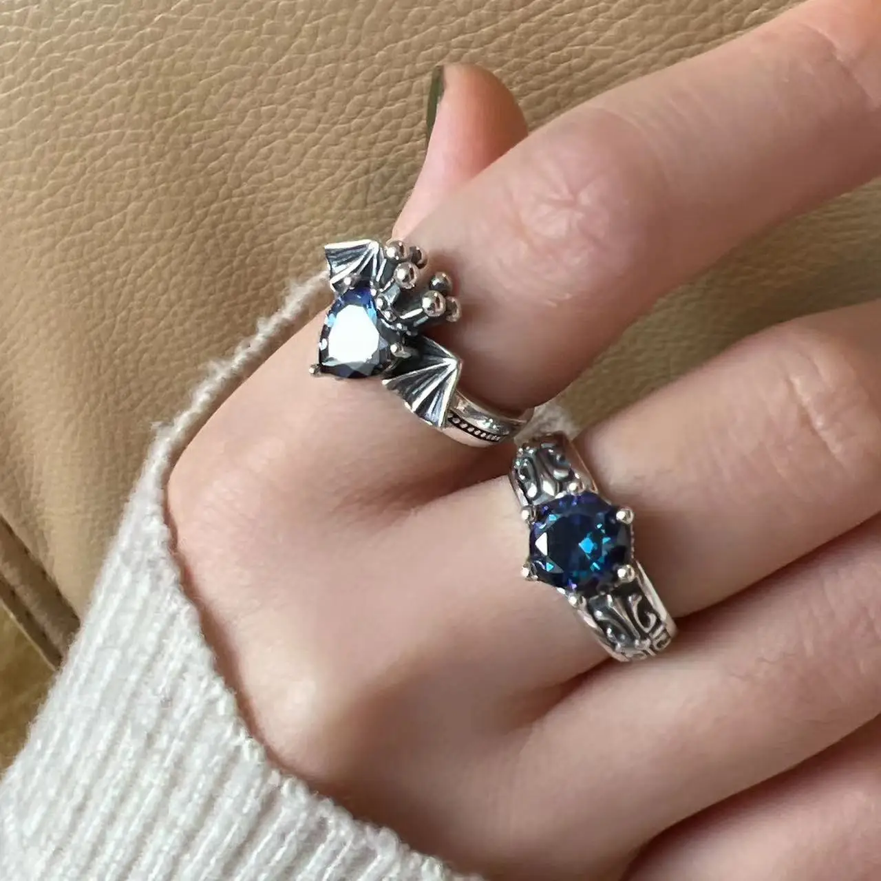 New Arrival Retro Crown Devil Shiny CZ Zircon Star Thai Silver Female Party Ring Jewelry For Women Never Fade Cheap Gifts