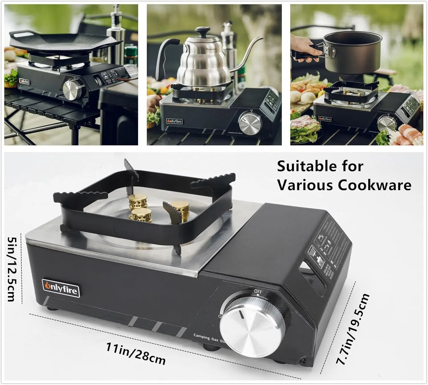 Portable Butane Stove with Case, Precise Heat Control for Camping, Hiking, RV & Emergency Use - GS336CIb