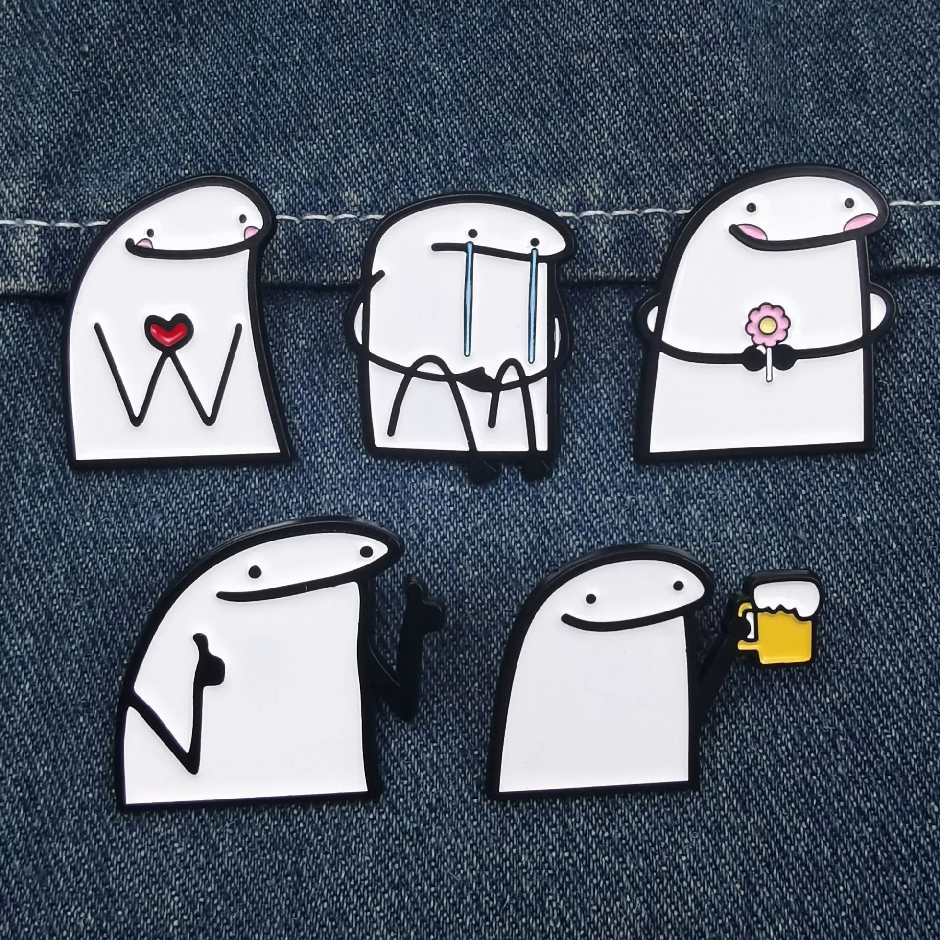 

Mix Funny 5pcs/set Creative Cartoon Enamel Pin Brooches for Lapel Pins Badge on Backpack Clothing Accessories