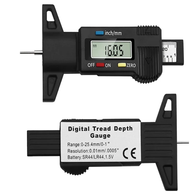 Digital Car Tyre Tire Thickness Gauges Depth Gauge Tyre Tire Tread Depth Gauge Caliper Tyre Wear Detection Measuring Instruments