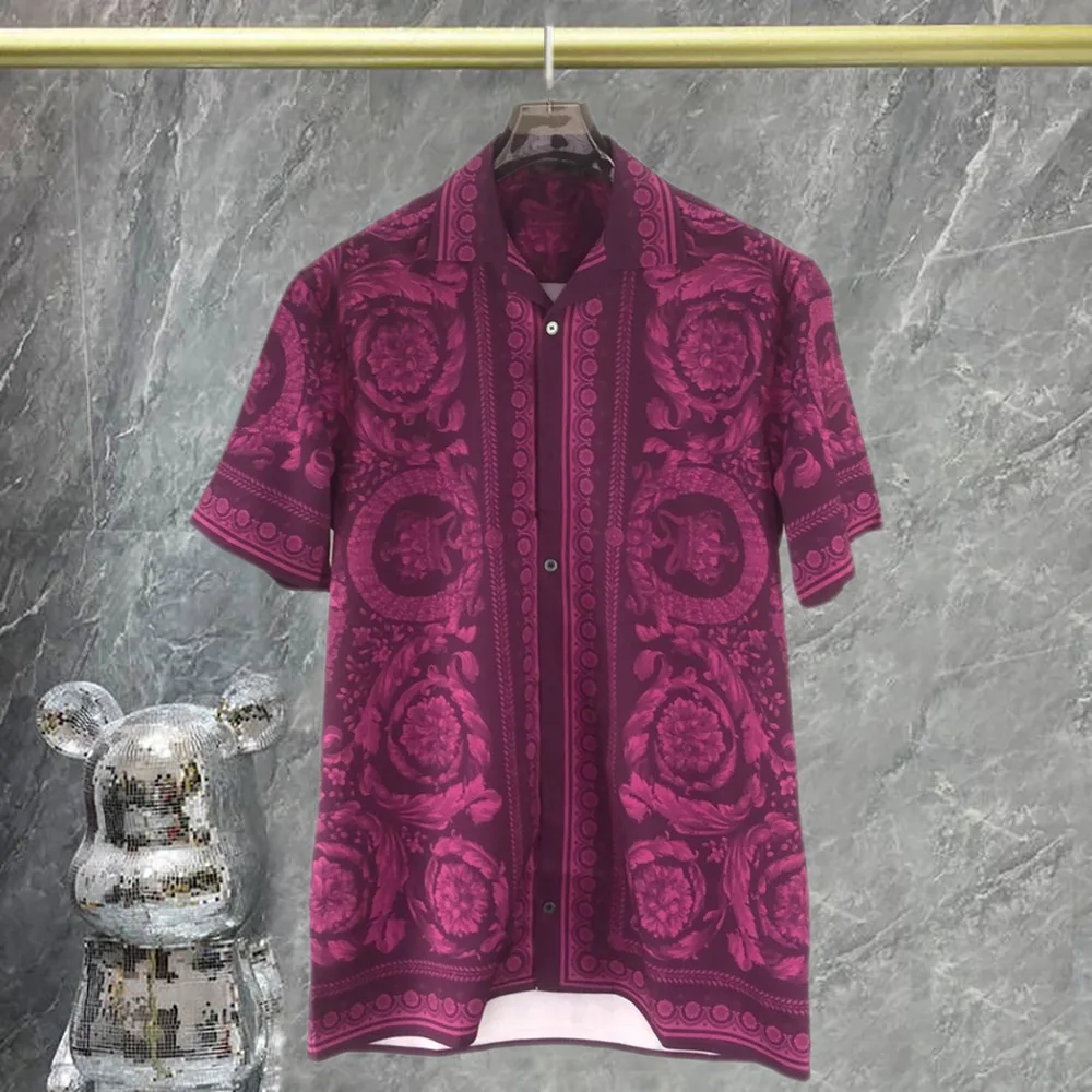 2025 Casual Track Suit Harajuku Paisley Print Shorts Set Men Short Sleeve Shirt Set Men Hip Hop Beach Holiday Short Sleeve Suit